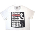 Black - Front - Blondie Womens-Ladies Stacked Logo Crop Top