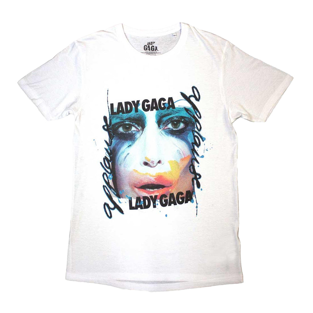White - Front - Lady Gaga Unisex Adult Artpop Facepaint T-Shirt