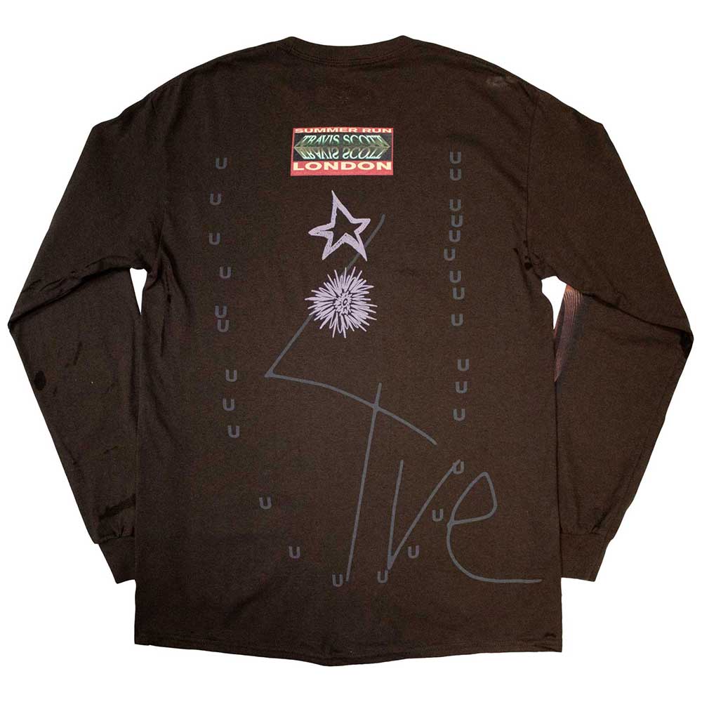 Brown - Back - Travis Scott Unisex Adult Summer Run 2023 London Long-Sleeved T-Shirt