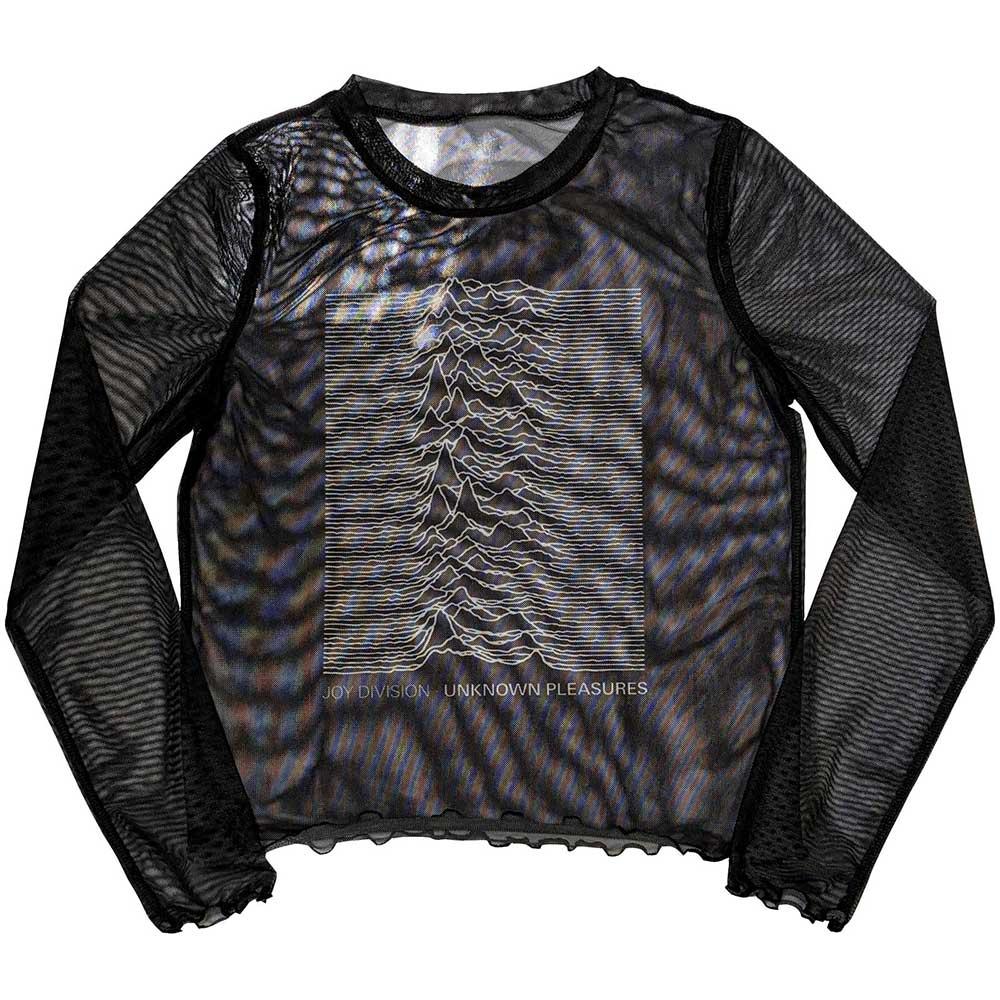 Black - Front - Joy Division Womens-Ladies Unknown Pleasures Long-Sleeved Crop T-Shirt