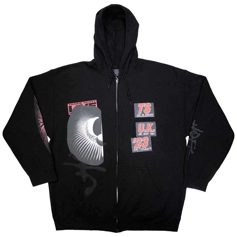 Black - Front - Travis Scott Unisex Adult Summer Run 2023 London Zipped Hoodie