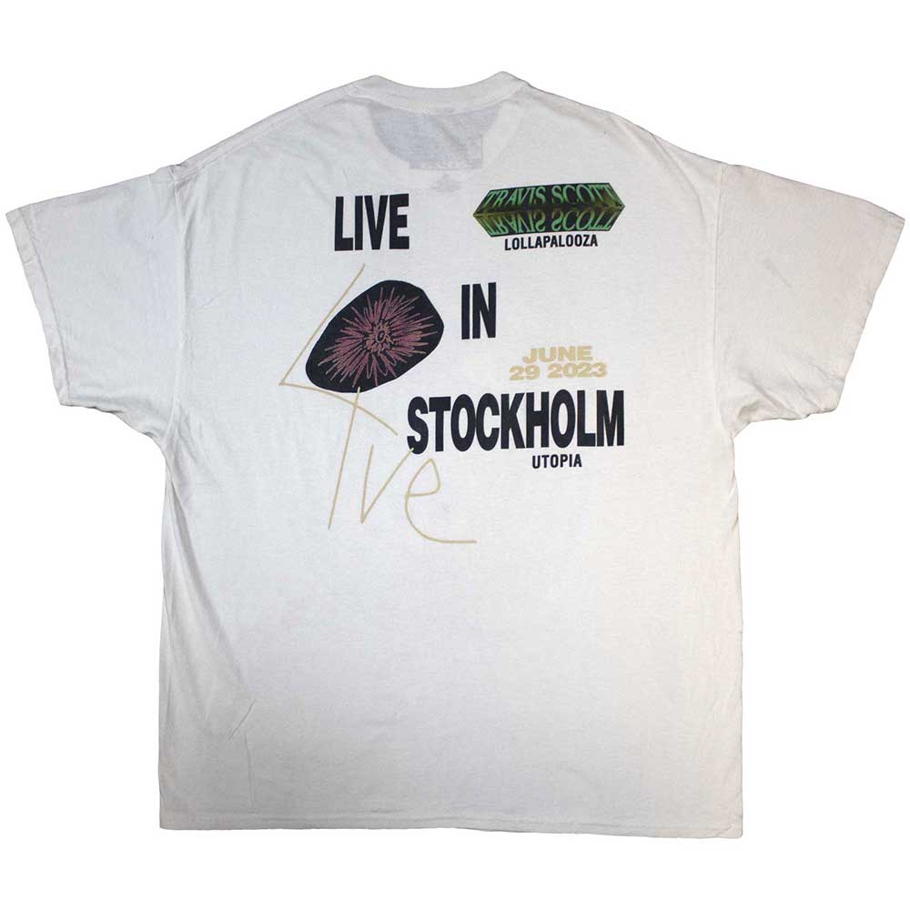 White - Back - Travis Scott Unisex Adult Summer Run 2023 Stockholm T-Shirt