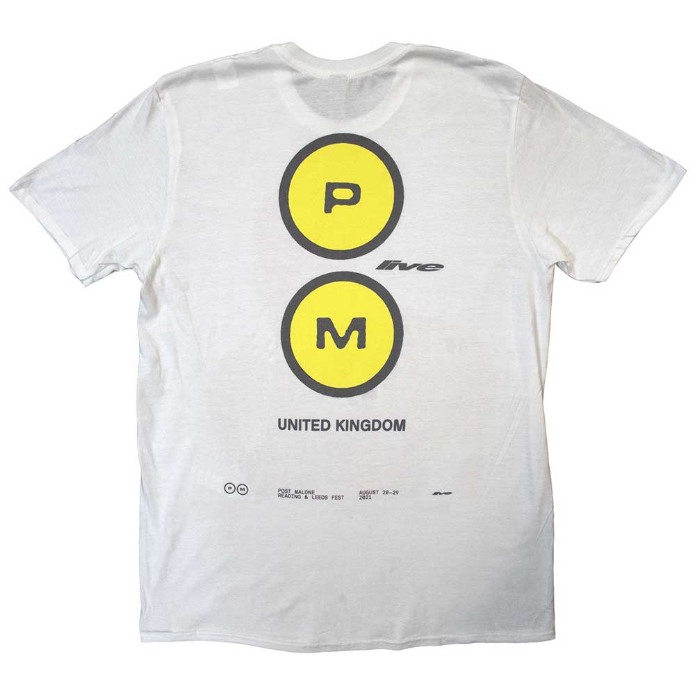 White-Red - Back - Post Malone Unisex Adult Live Photograph T-Shirt