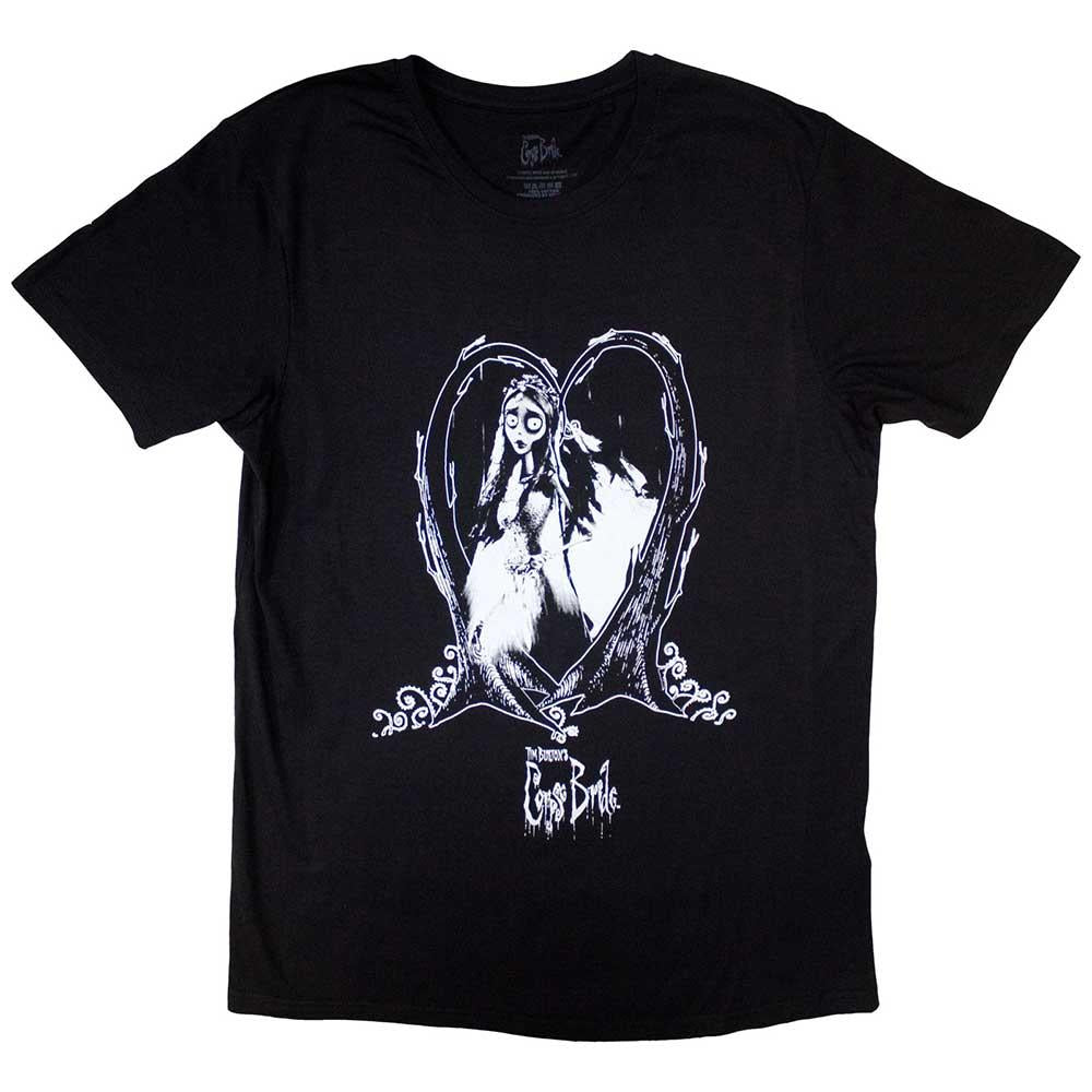 Black - Front - Corpse Bride Unisex Adult Heart T-Shirt