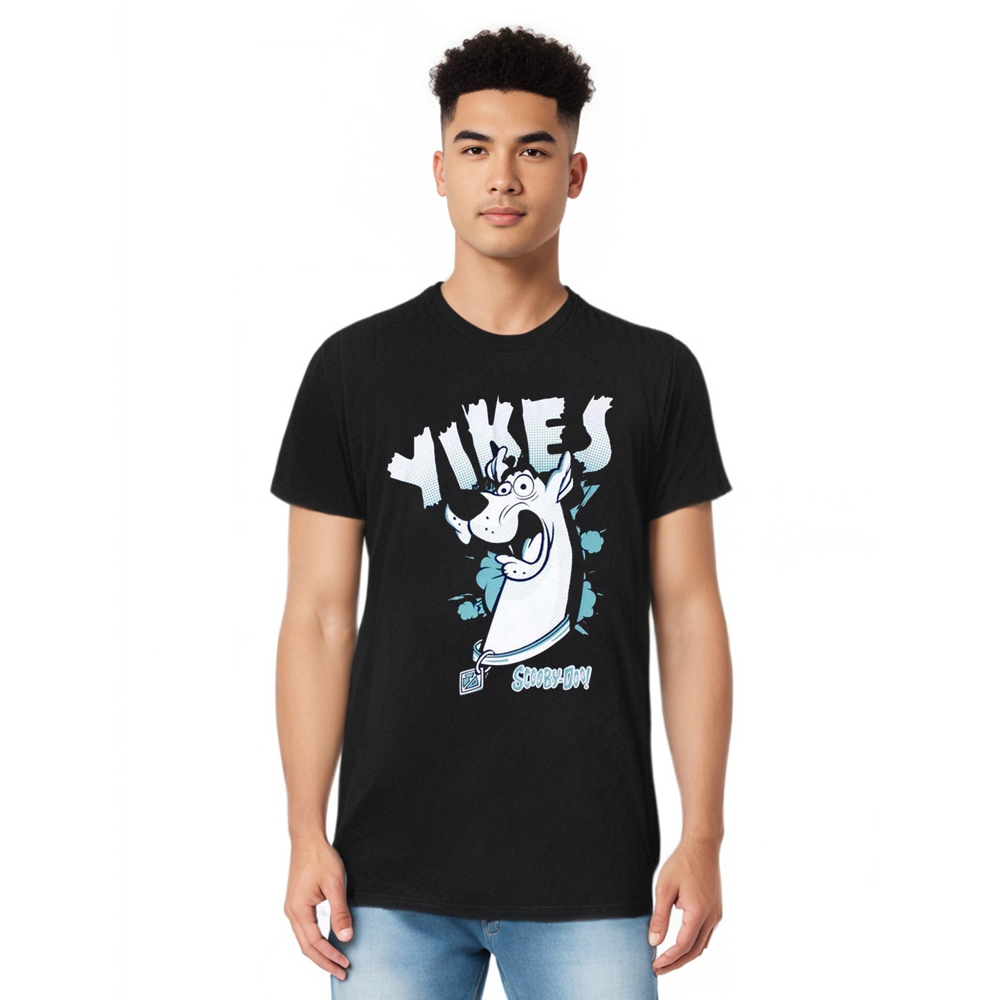 Black-Blue - Side - Scooby Doo Unisex Adult Yikes T-Shirt