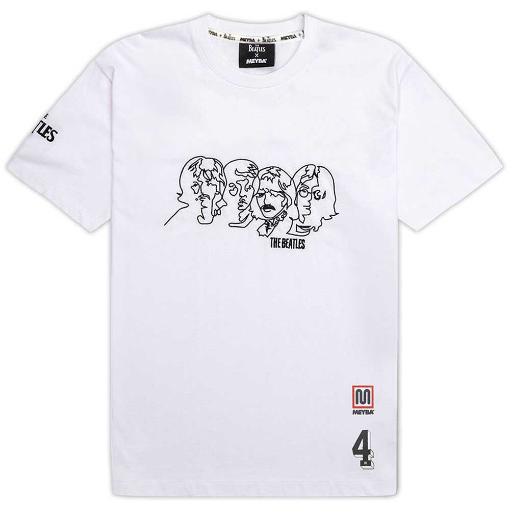 White - Front - The Beatles Unisex Adult Meyba Embroidered T-Shirt