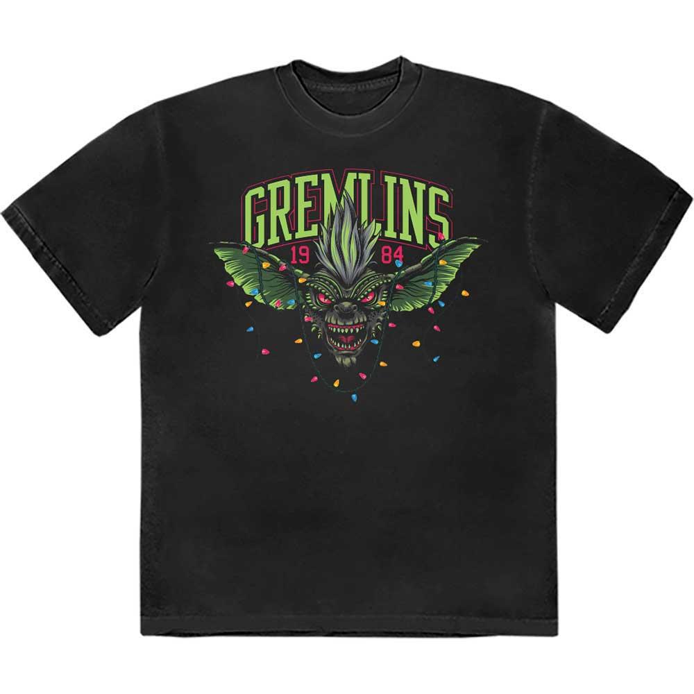 Black - Front - Gremlins Unisex Adult 1984 Stripe Xmas Lights T-Shirt