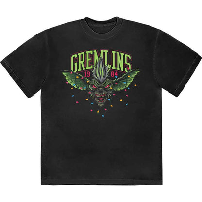 Black - Front - Gremlins Unisex Adult 1984 Stripe Xmas Lights T-Shirt