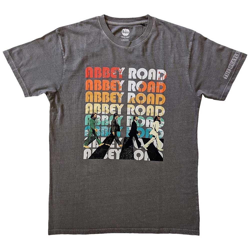 Charcoal Grey - Front - The Beatles Unisex Adult Abbey Stacked Sleeve Print T-Shirt