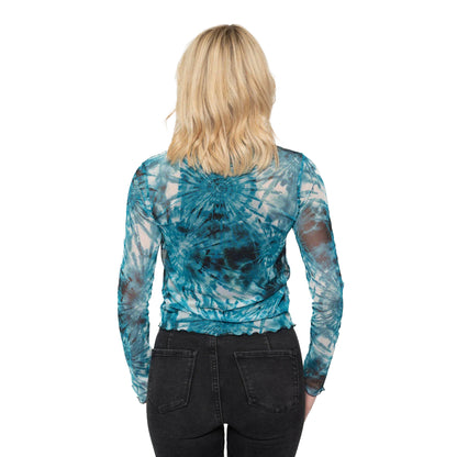 Blue - Lifestyle - David Bowie Womens-Ladies Live & Well Mesh Long-Sleeved Crop Top