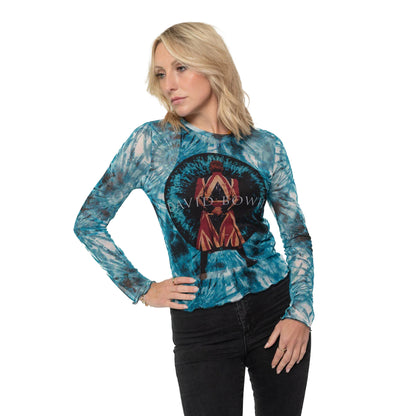 Blue - Side - David Bowie Womens-Ladies Live & Well Mesh Long-Sleeved Crop Top