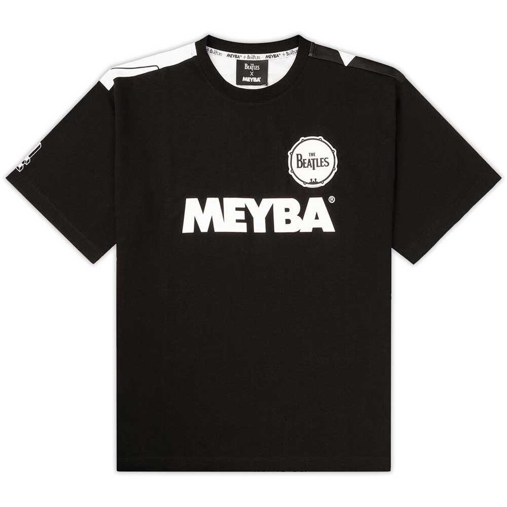 Black - Front - The Beatles Unisex Adult Meyba Drum & Crossing T-Shirt