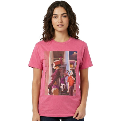 Pink - Side - Gorillaz Unisex Adult The Static Channel T-Shirt