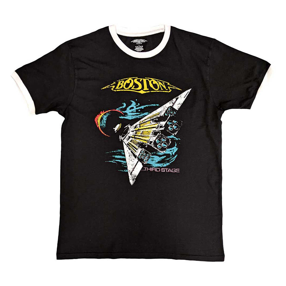 Black-White - Front - Boston Unisex Adult US Tour ´87 Ringer T-Shirt