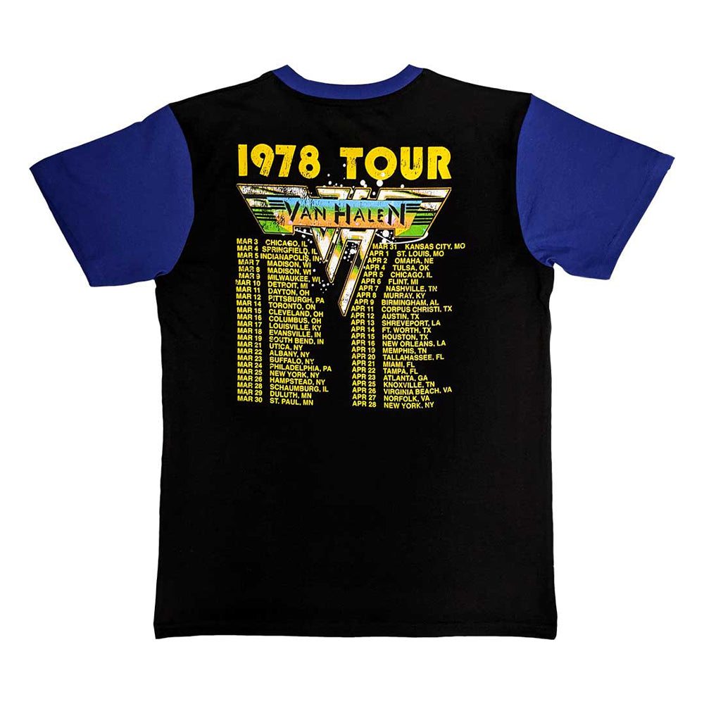 Black-Purple - Back - Van Halen Unisex Adult 1978 Tour Dates Raglan T-Shirt