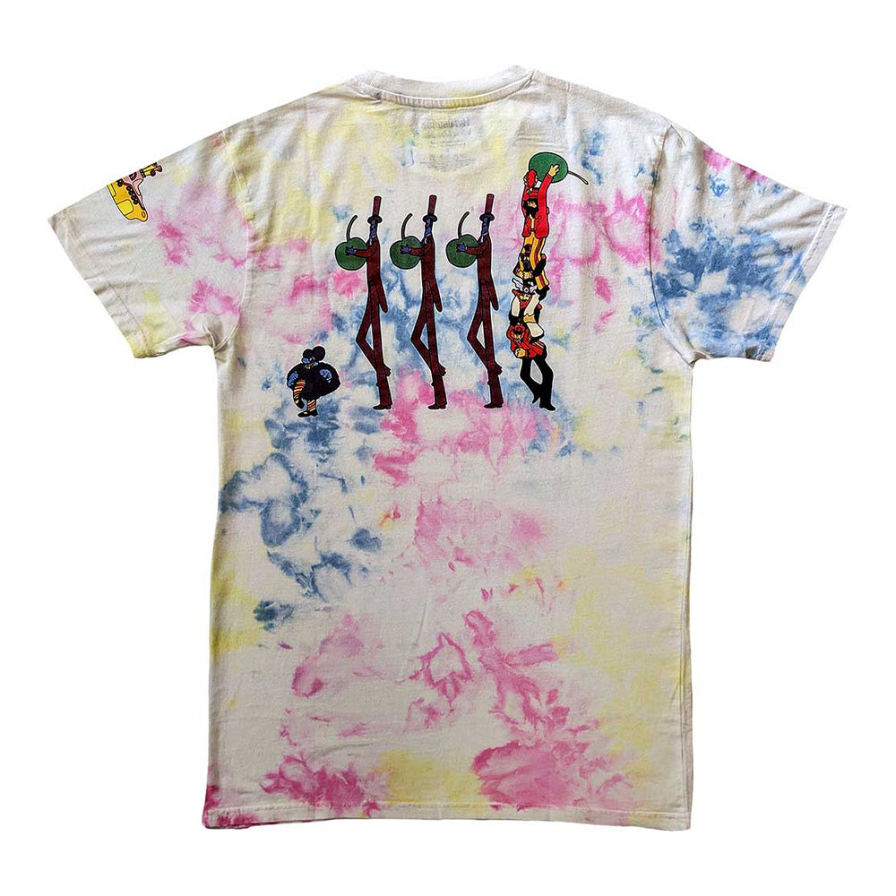 White-Multicoloured - Back - The Beatles Unisex Adult Yellow Submarine Heads & Apple Bonkers Washed T-Shirt