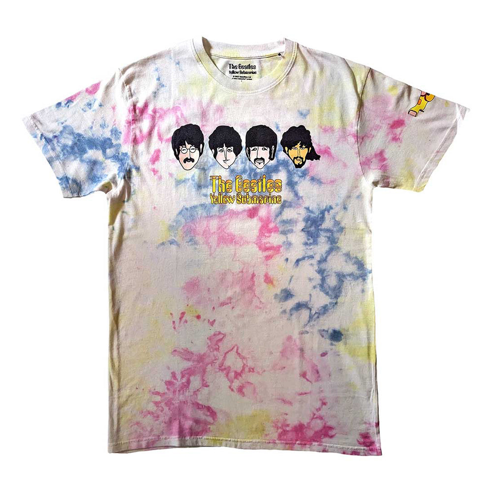 White-Multicoloured - Front - The Beatles Unisex Adult Yellow Submarine Heads & Apple Bonkers Washed T-Shirt