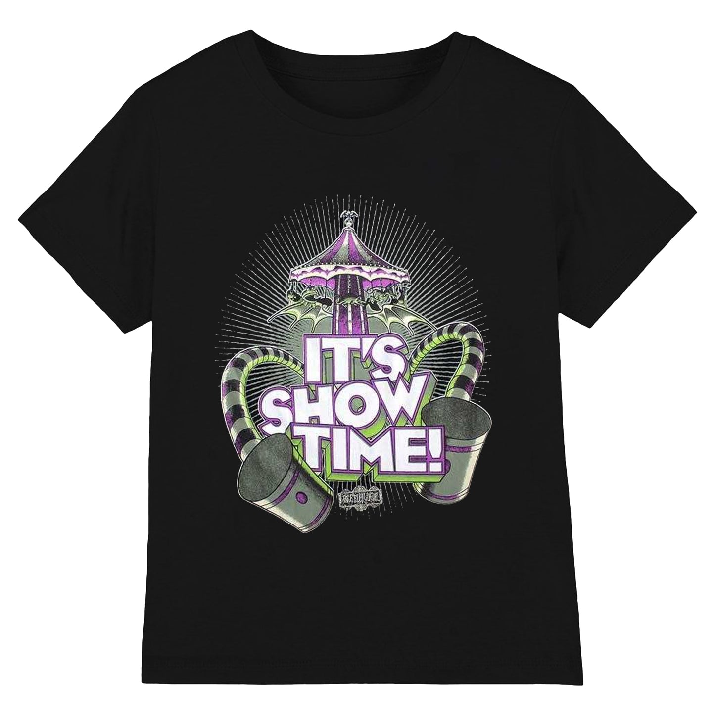 Black - Front - Beetlejuice Unisex Adult It´s Showtime Carousel T-Shirt