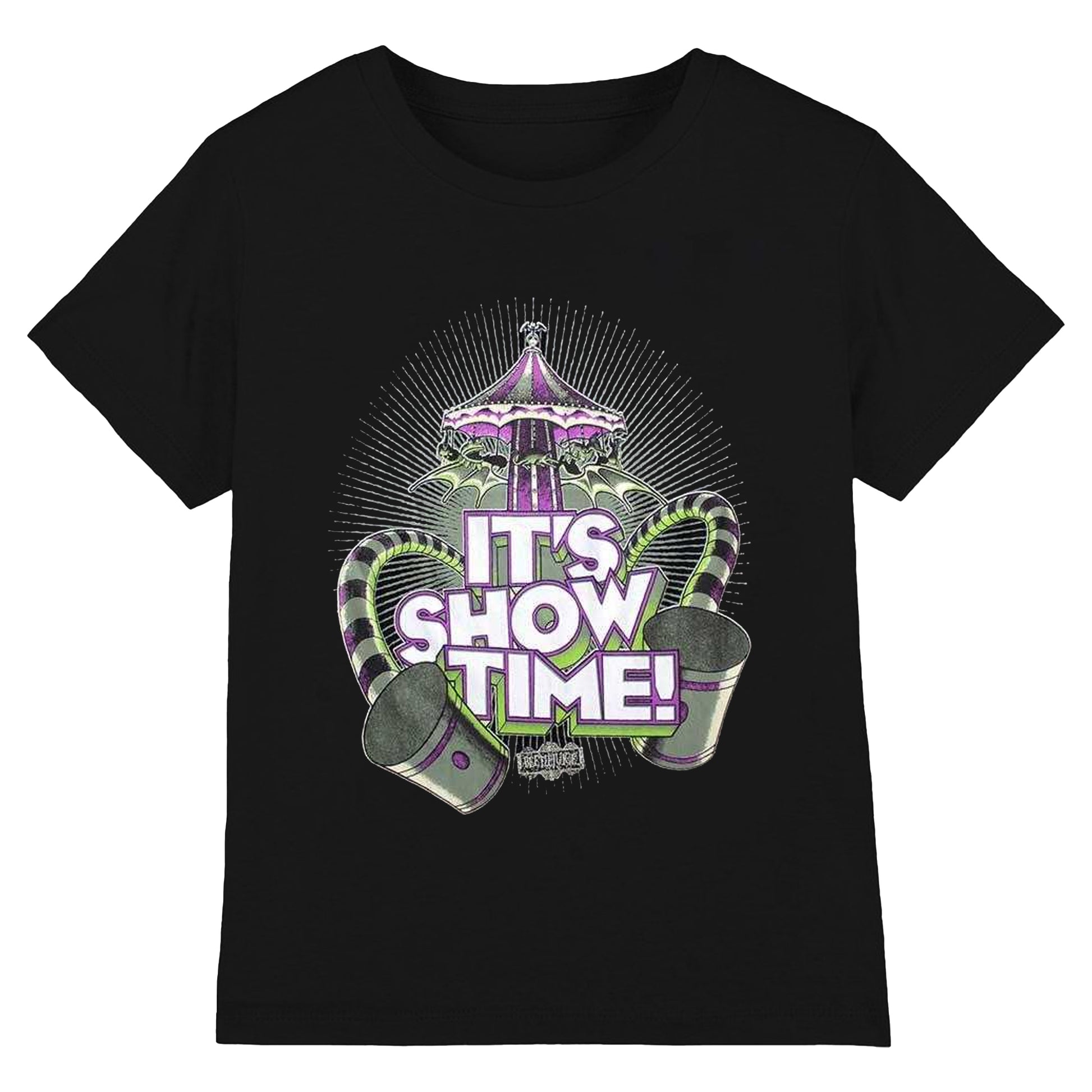 Black - Front - Beetlejuice Unisex Adult It´s Showtime Carousel T-Shirt