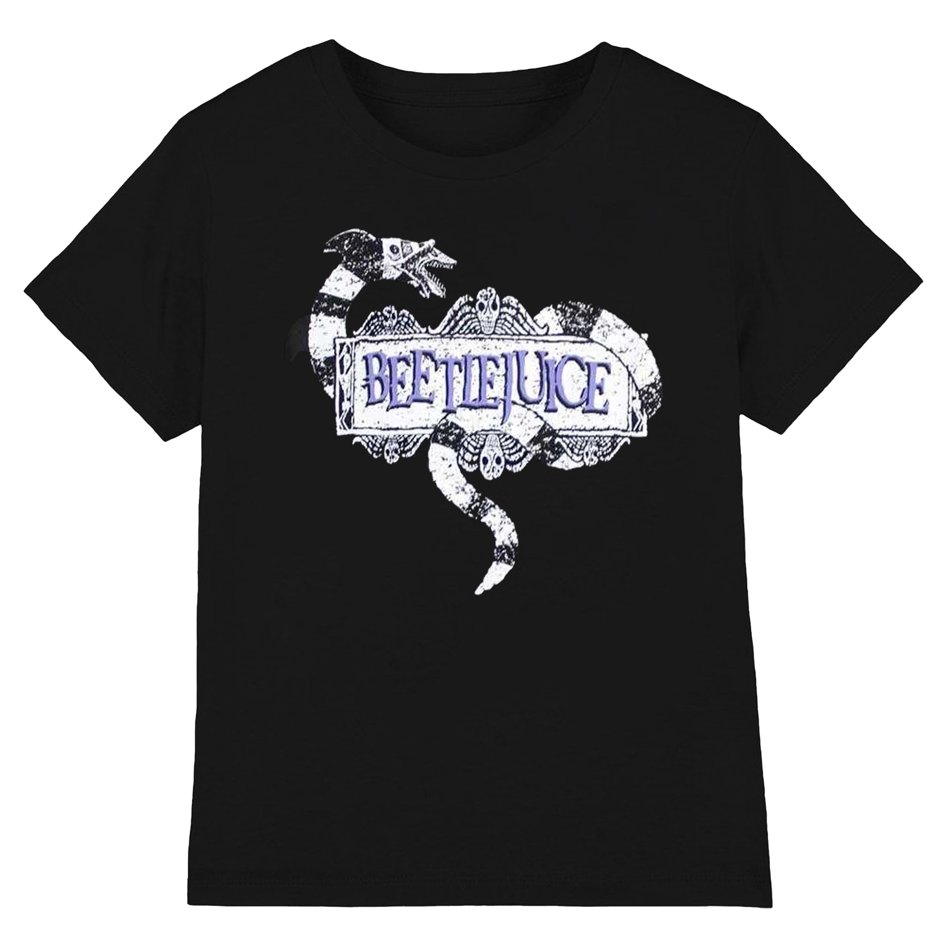 Black - Front - Beetlejuice Unisex Adult Snake Badge T-Shirt