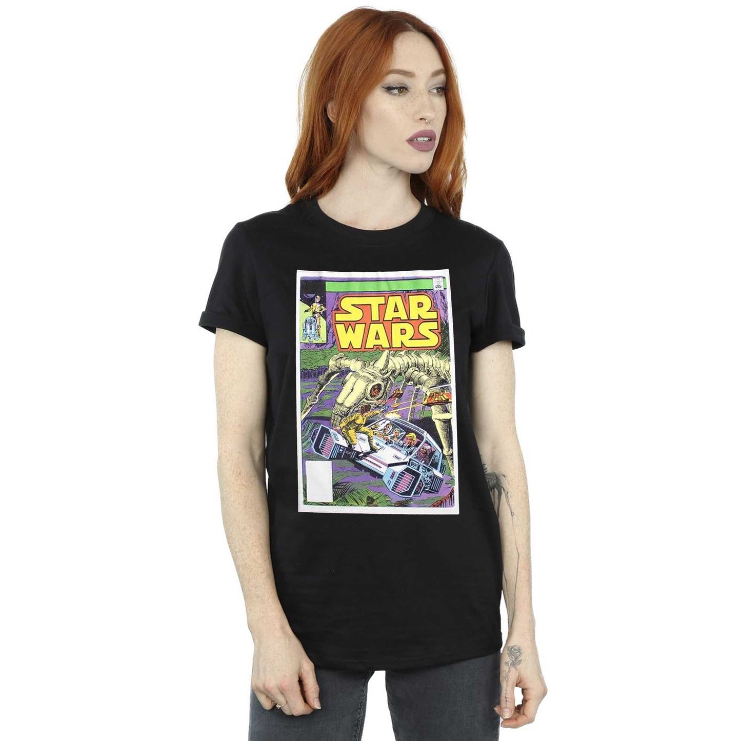 Black - Side - Star Wars Unisex Adult Flight Comic Cover T-Shirt
