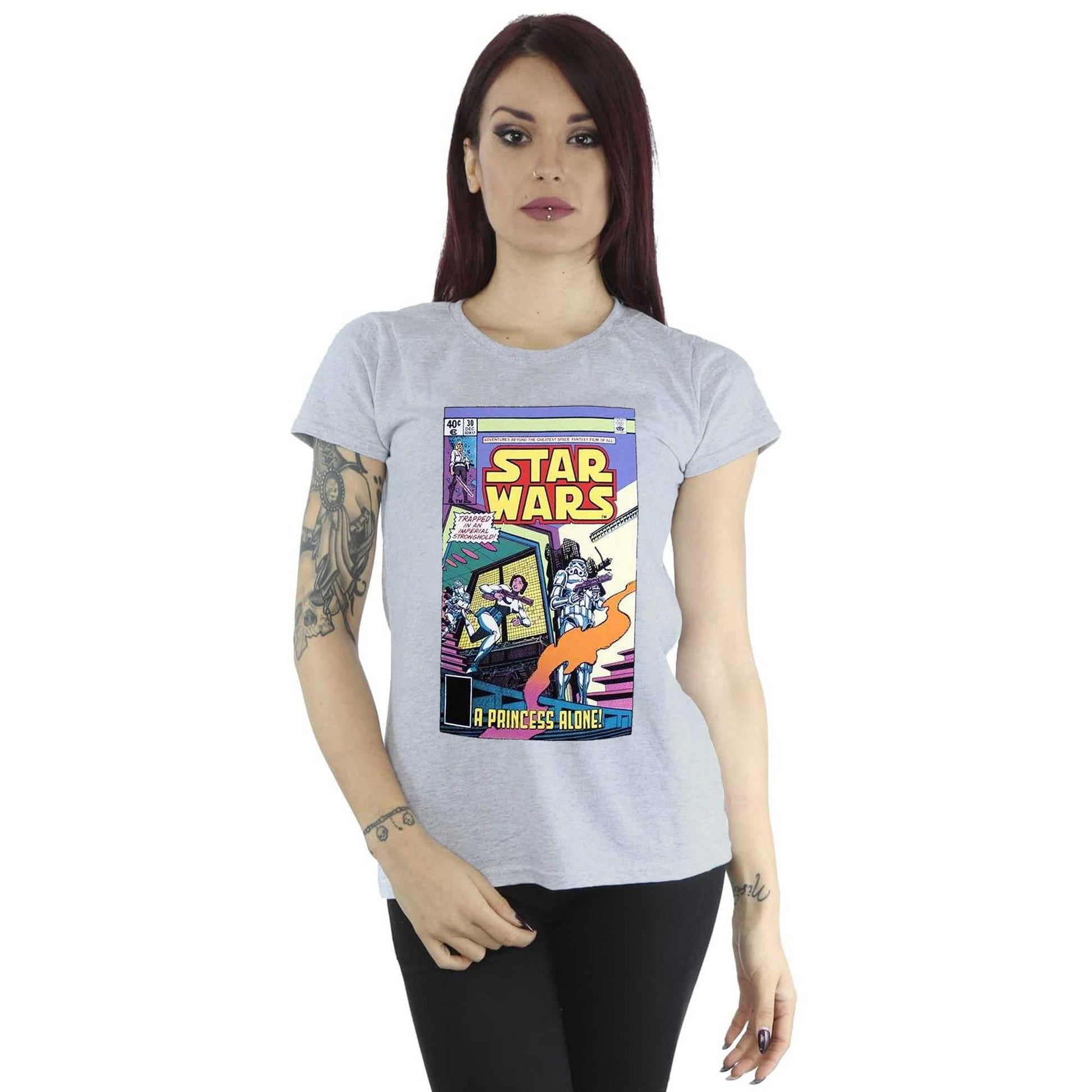 Grey - Side - Star Wars Unisex Adult A Princess Alone Comic Cover T-Shirt