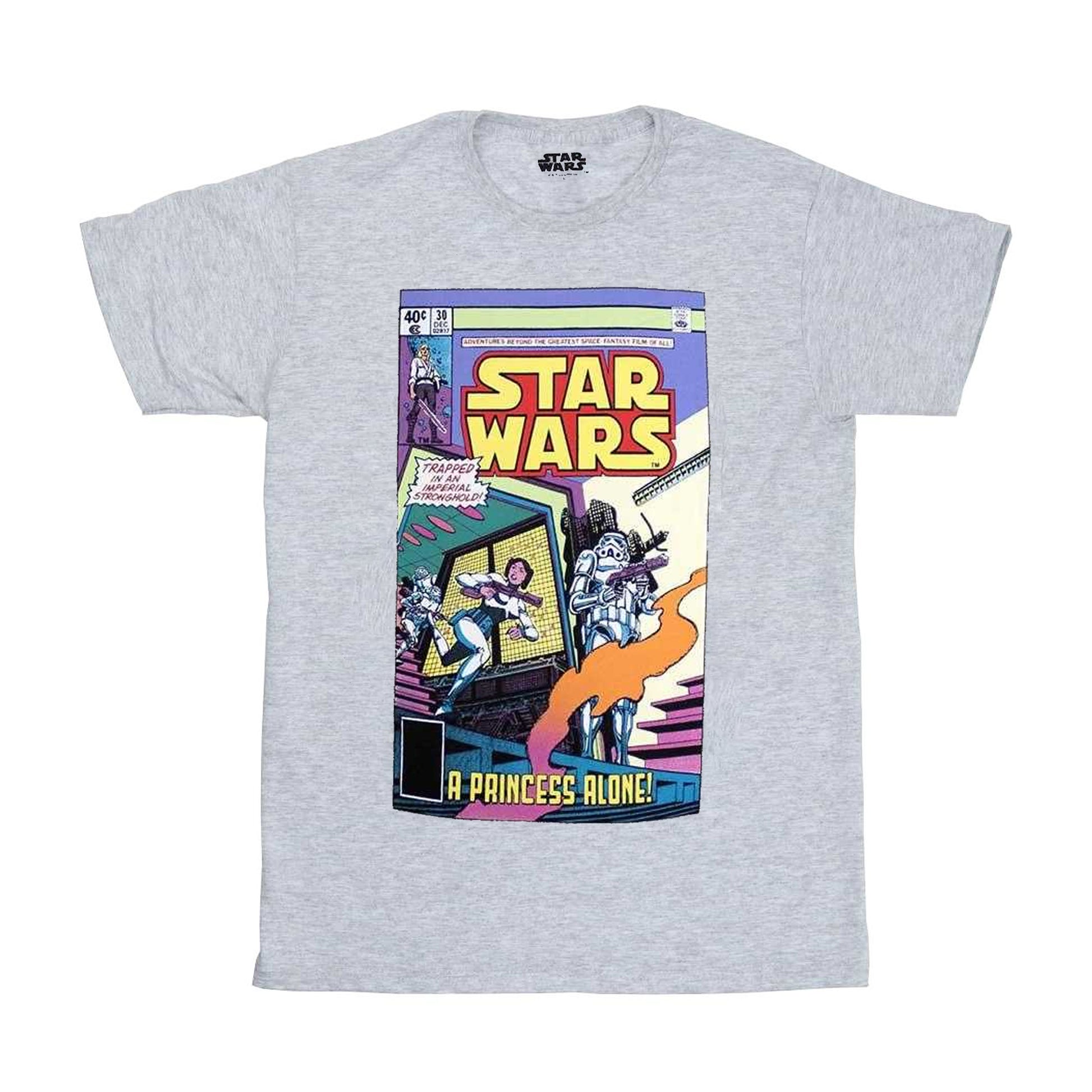 Grey - Front - Star Wars Unisex Adult A Princess Alone Comic Cover T-Shirt