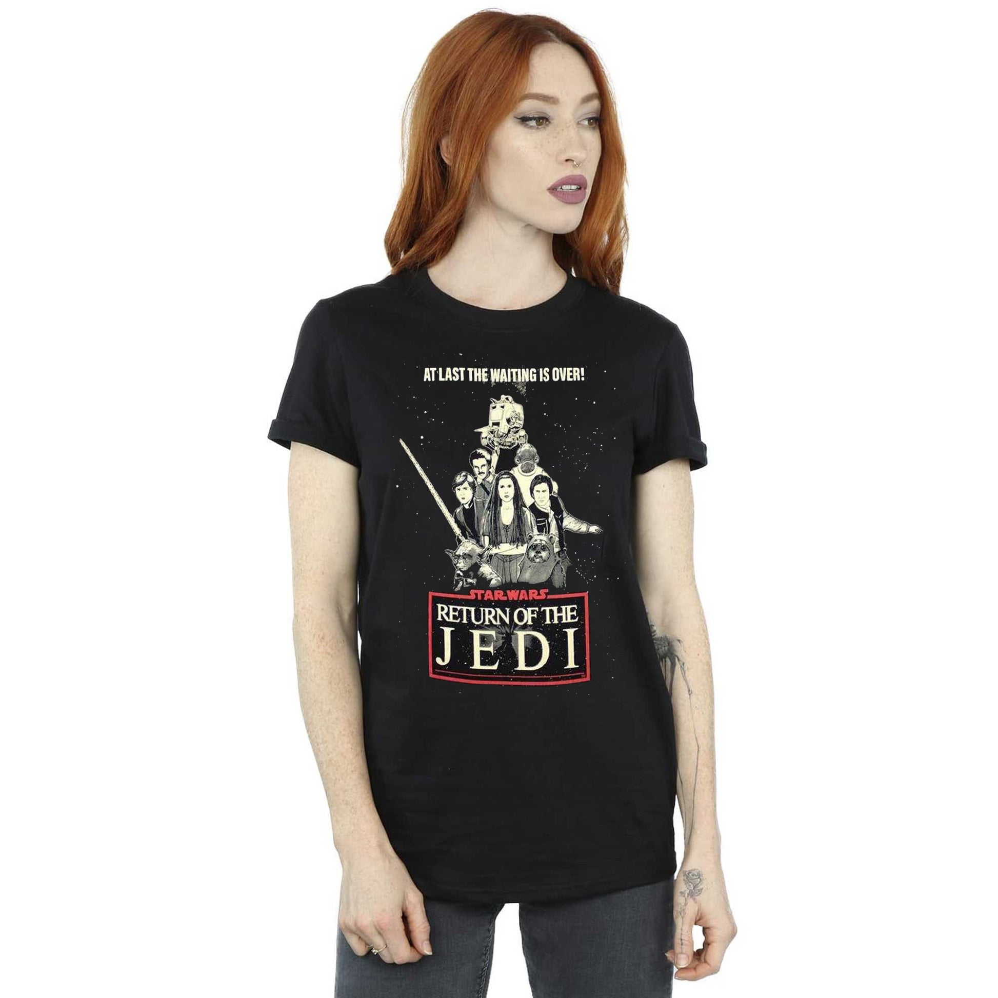 Black - Side - Star Wars: Return Of The Jedi Unisex Adult Waiting Is Over T-Shirt