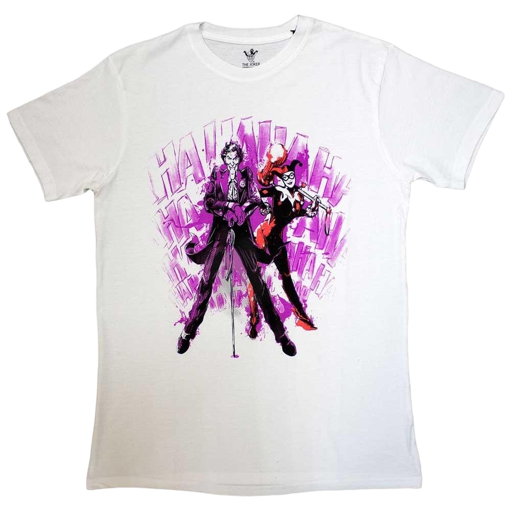 White - Front - The Joker Unisex Adult HaHa Harley Quinn T-Shirt