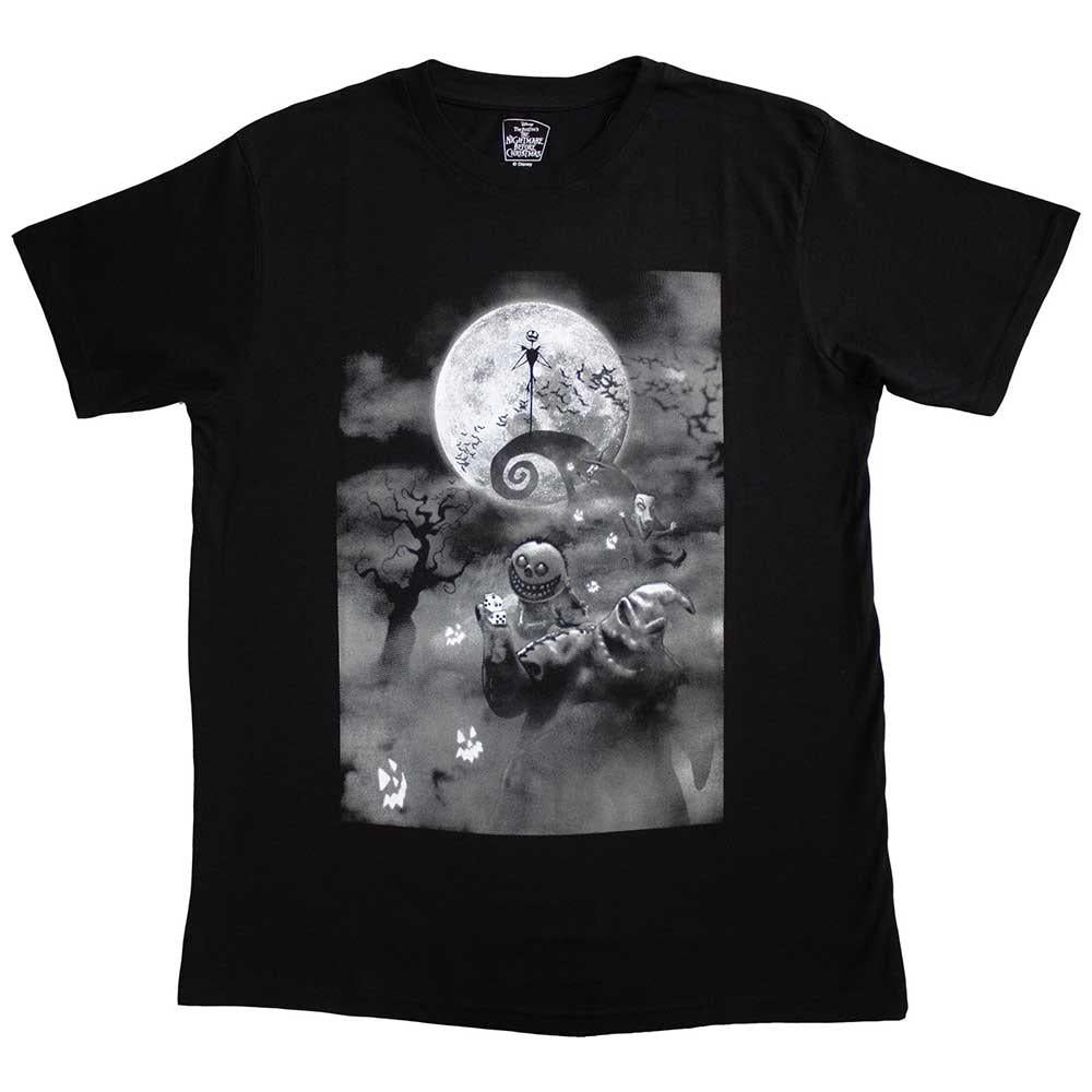 Black - Front - The Nightmare Before Christmas Unisex Adult Ooogie Boogie Scene T-Shirt