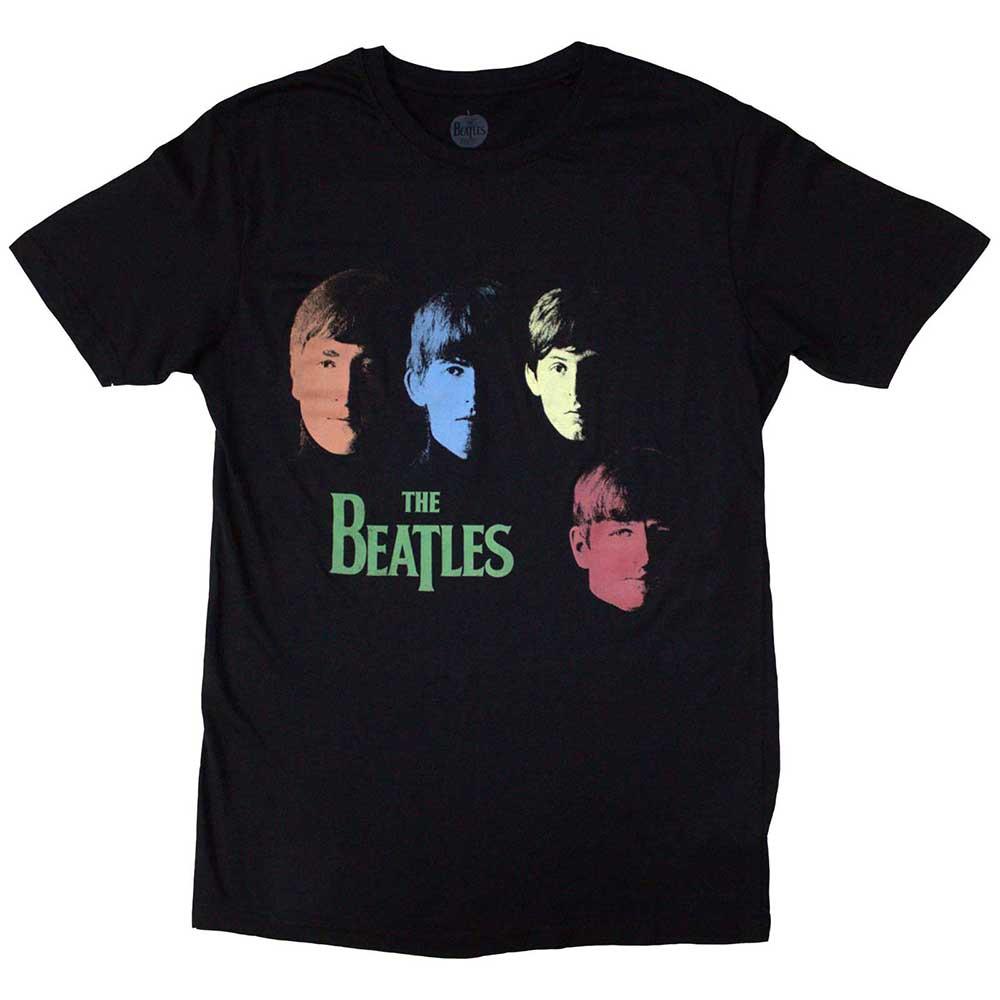 Black - Front - The Beatles Unisex Adult Colour Faces T-Shirt
