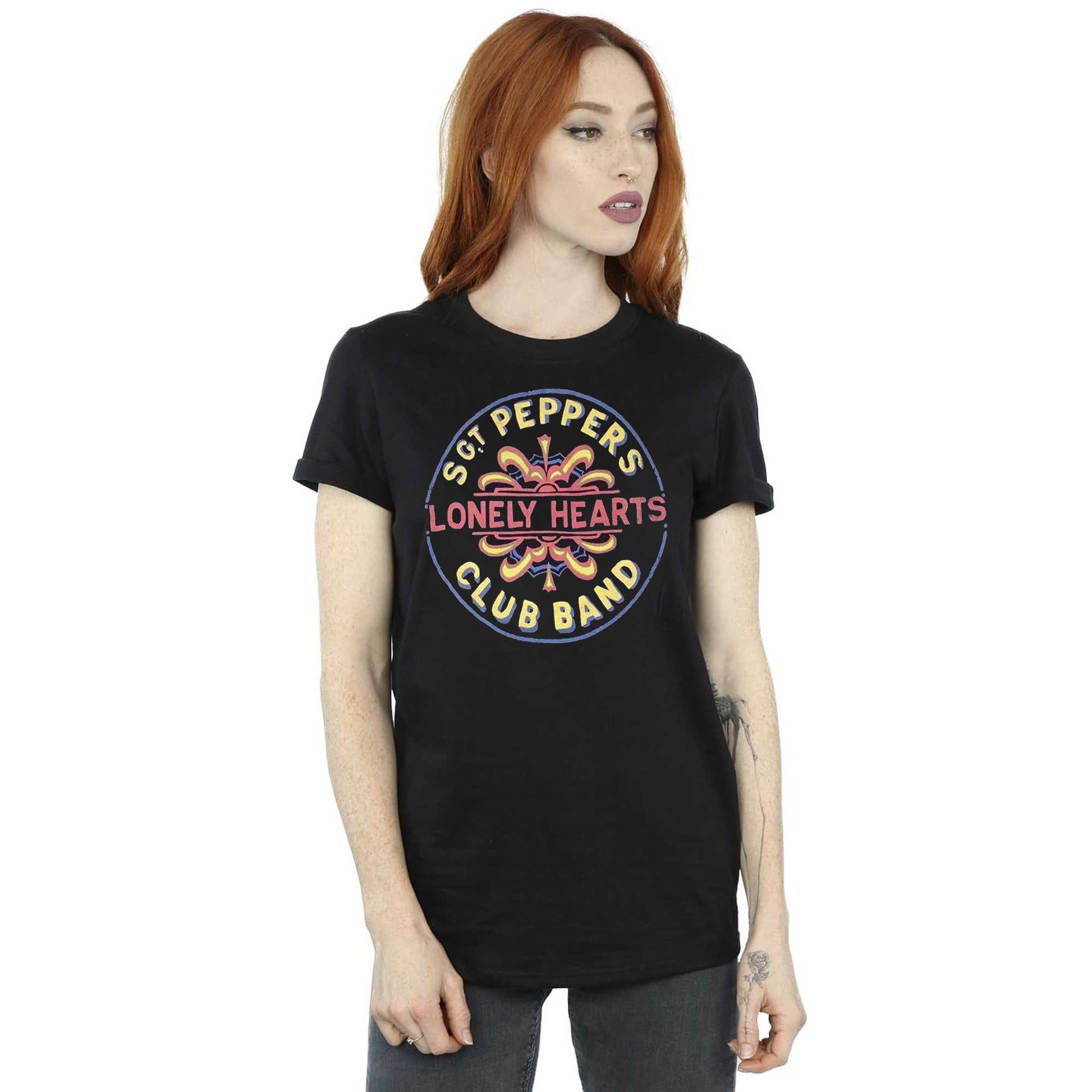 Black - Side - The Beatles Unisex Adult Painted Pepper T-Shirt