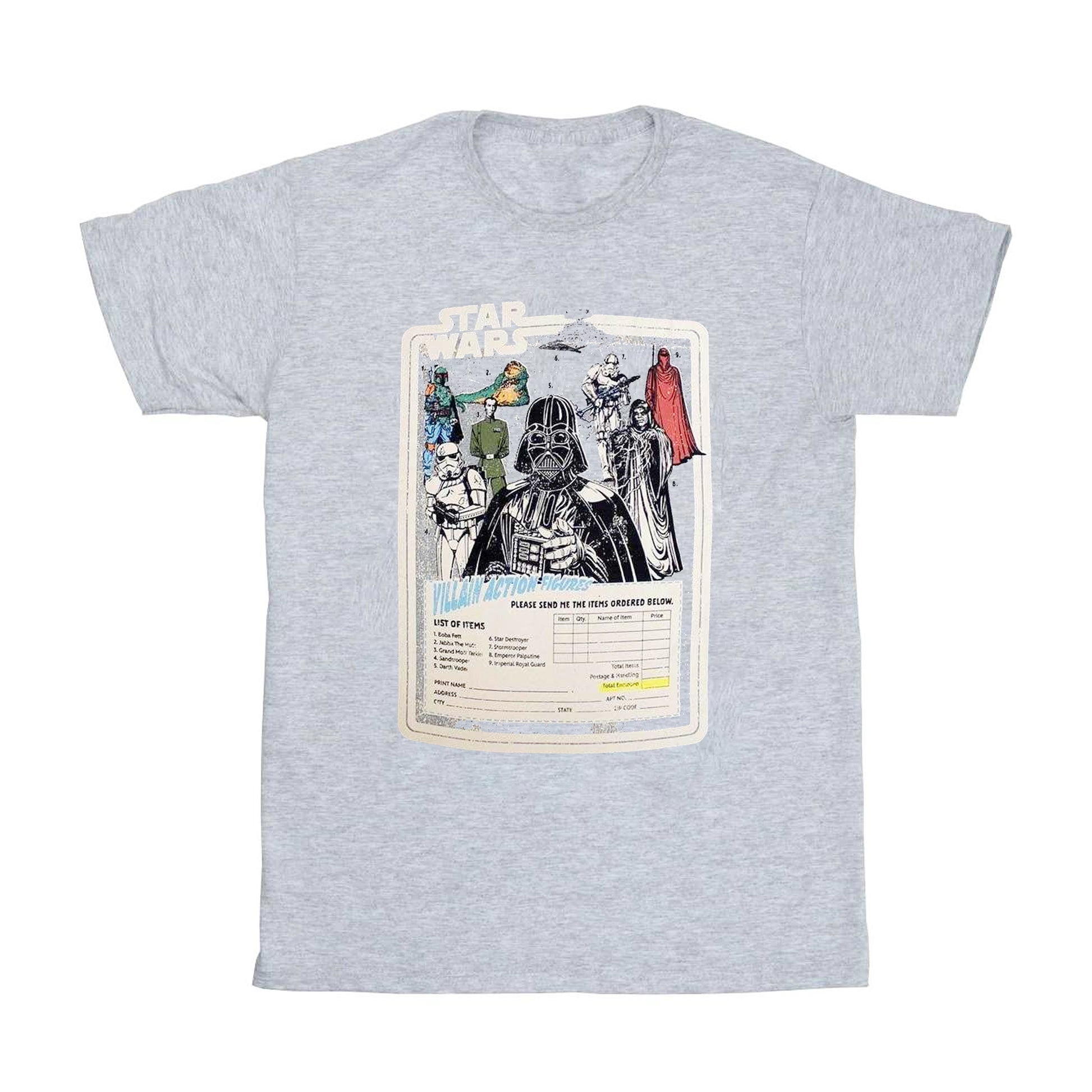 Grey - Front - Star Wars Unisex Adult Villain Action Figures T-Shirt