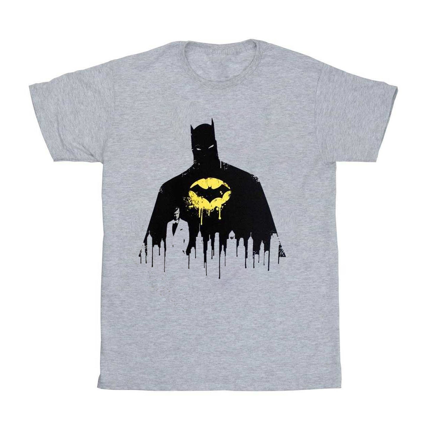 Grey - Front - Batman Unisex Adult Silhouette Drip T-Shirt