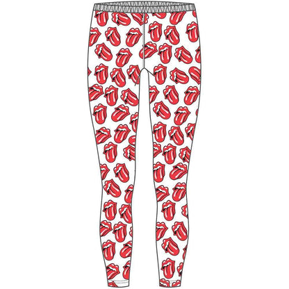 White-Red - Front - The Rolling Stones Womens-Ladies Classic Tongue Leggings