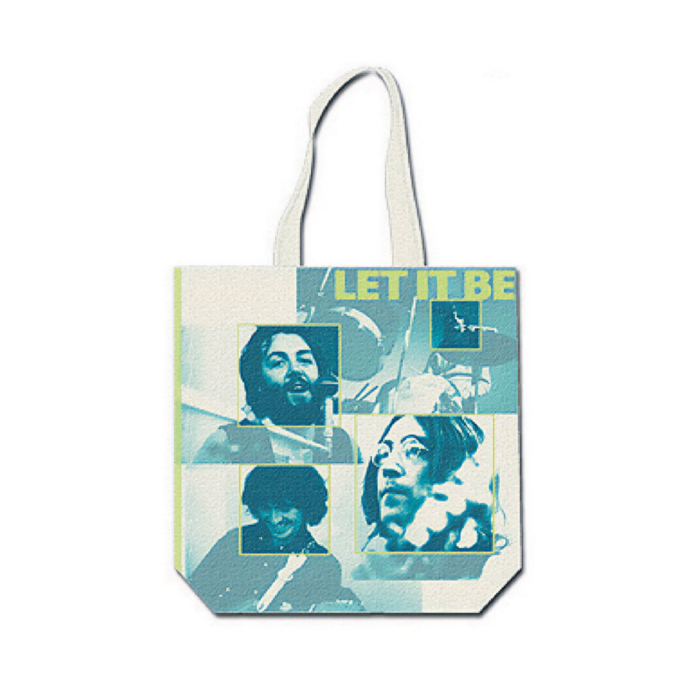 White-Blue - Front - The Beatles Back Print Cotton Tote Bag