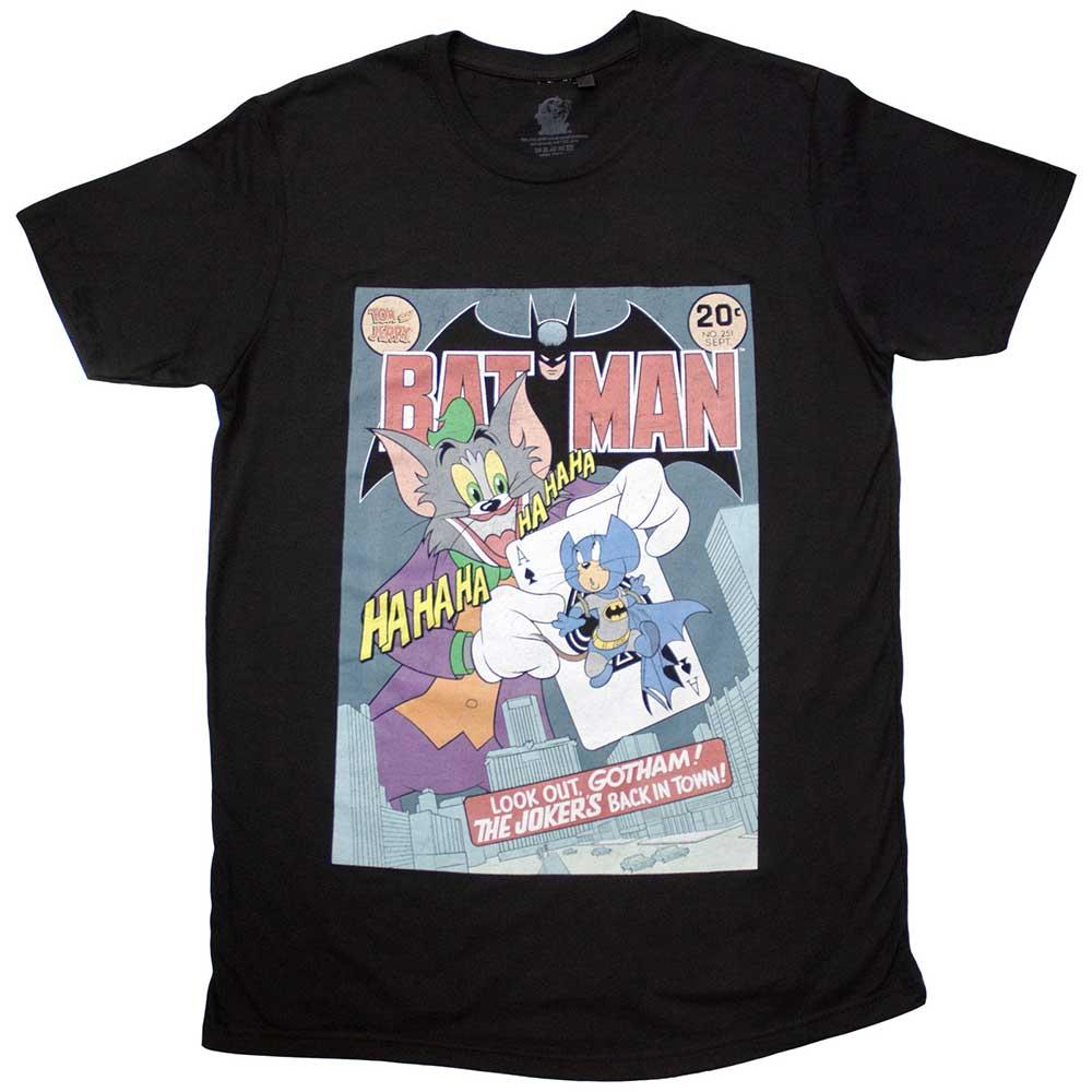 Black - Front - Tom & Jerry Unisex Adult Batman Comic T-Shirt