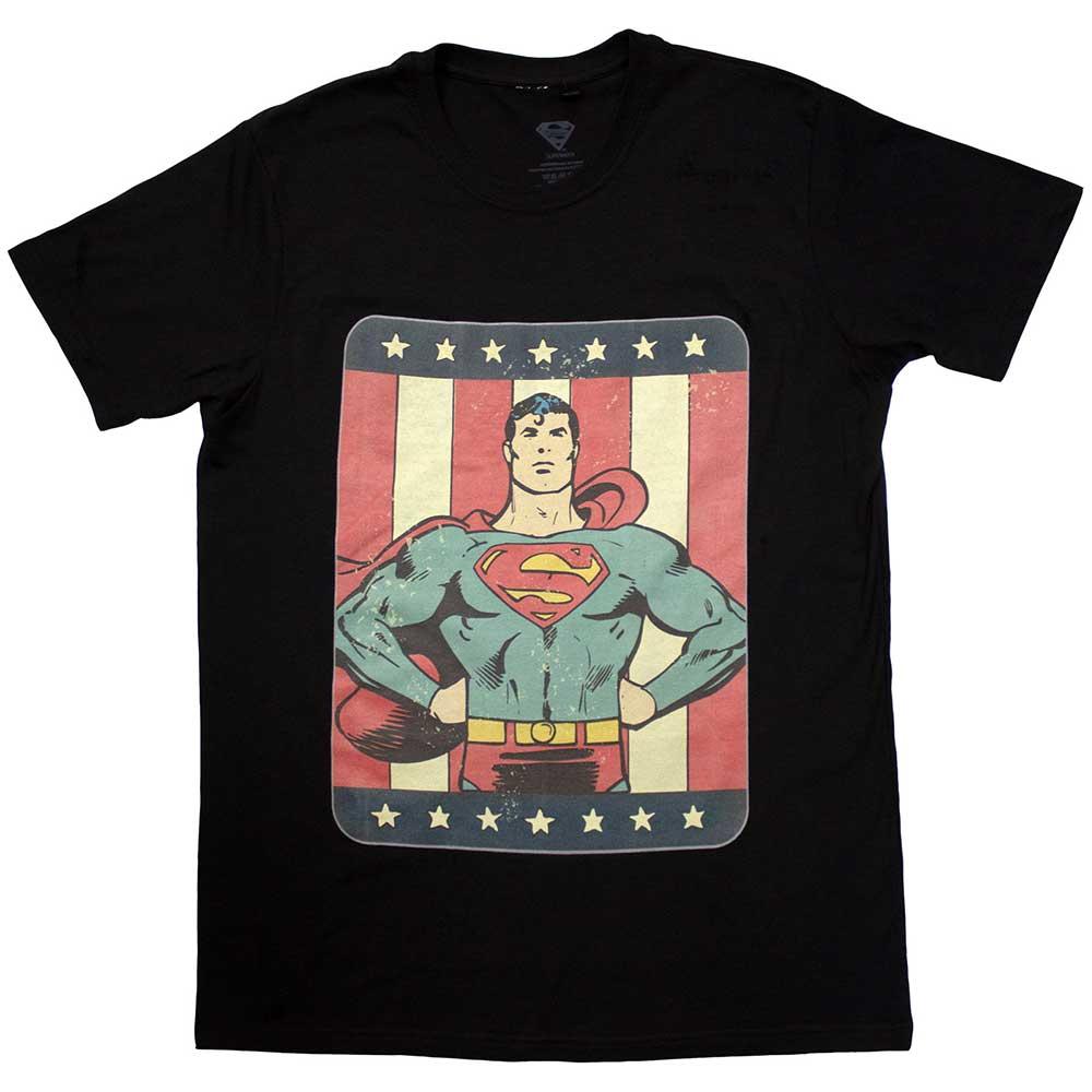 Black - Front - Superman Unisex Adult Striped T-Shirt