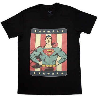 Black - Front - Superman Unisex Adult Striped T-Shirt