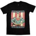 Black - Front - Superman Unisex Adult Striped T-Shirt