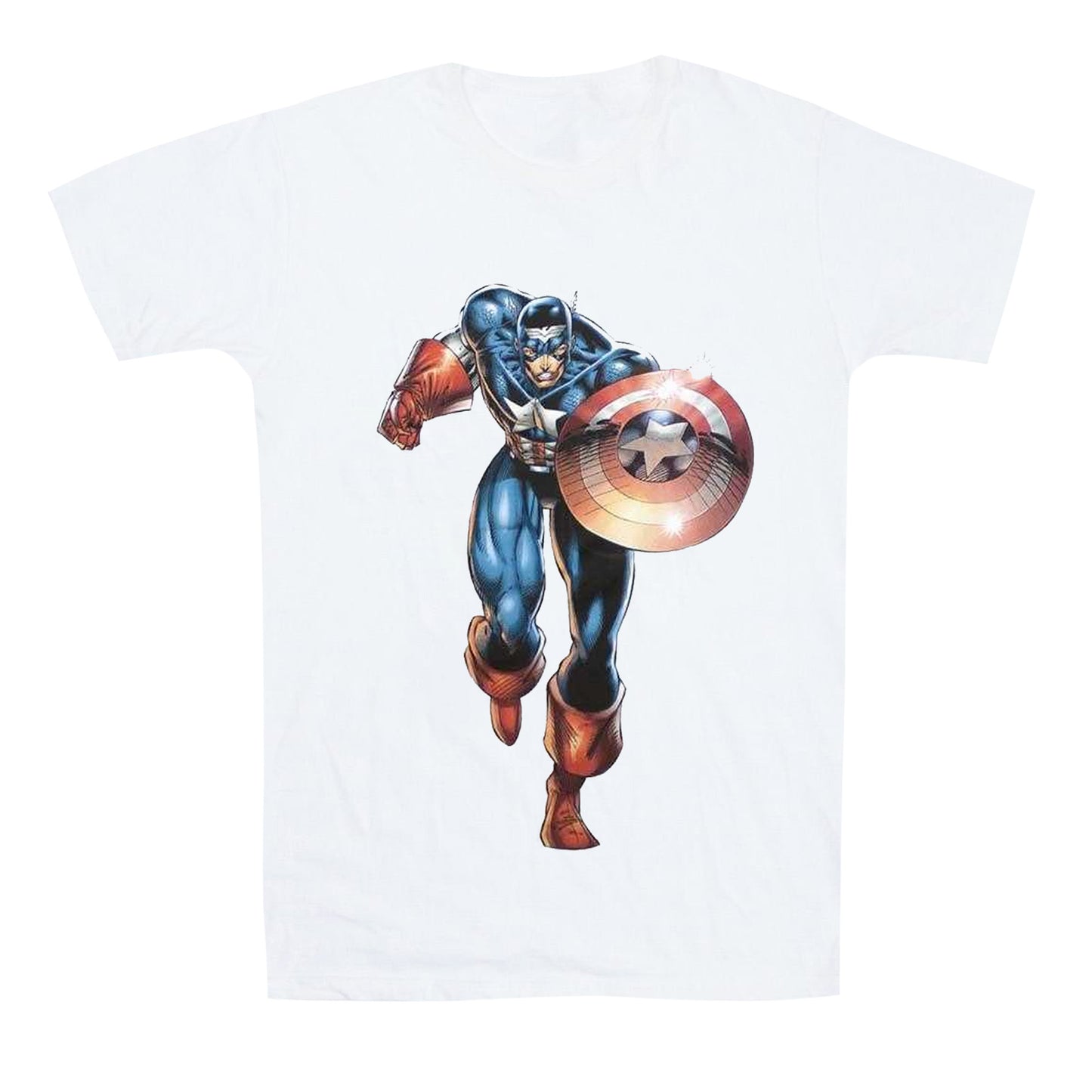 White - Front - Captain America Unisex Adult Running T-Shirt