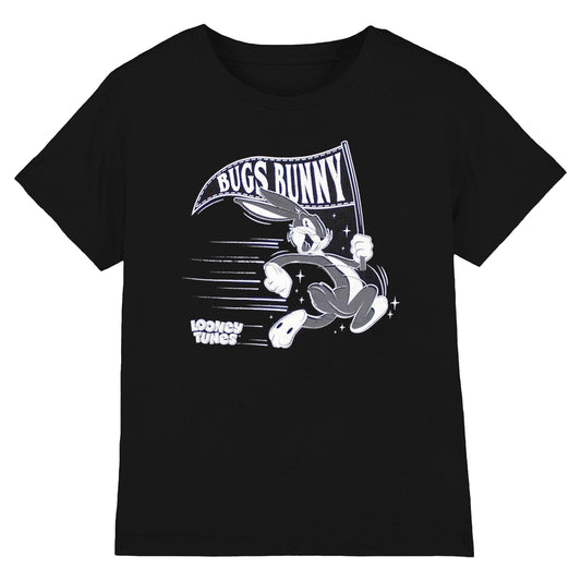 Black - Front - Looney Tunes Unisex Adult Bugs Bunny Flag T-Shirt