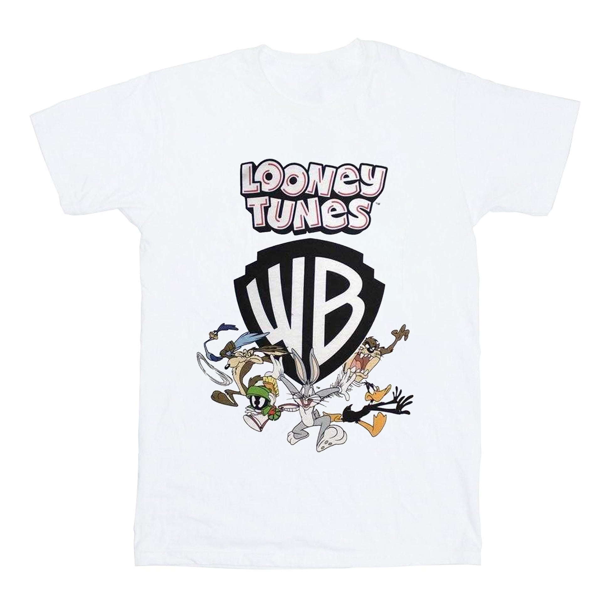 White - Front - Looney Tunes Unisex Adult Warner Bros Shield T-Shirt