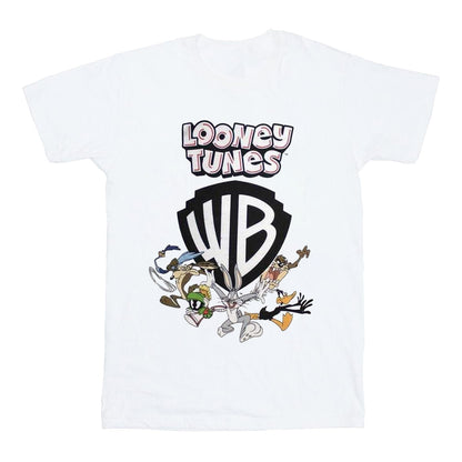 White - Front - Looney Tunes Unisex Adult Warner Bros Shield T-Shirt