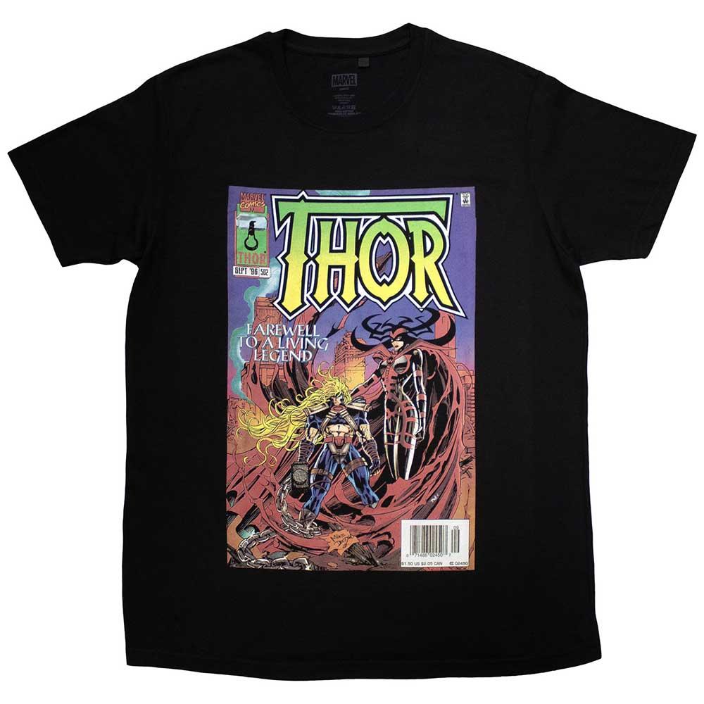 Black - Front - Thor Unisex Adult Living Legend Comic Cover T-Shirt