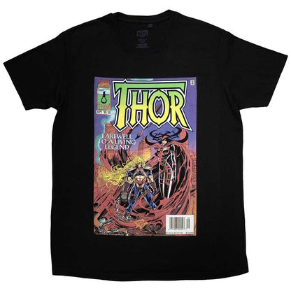 Black - Front - Thor Unisex Adult Living Legend Comic Cover T-Shirt