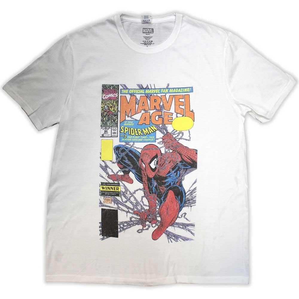 White - Front - Spider-Man Unisex Adult Marvel Age Comic Cover T-Shirt