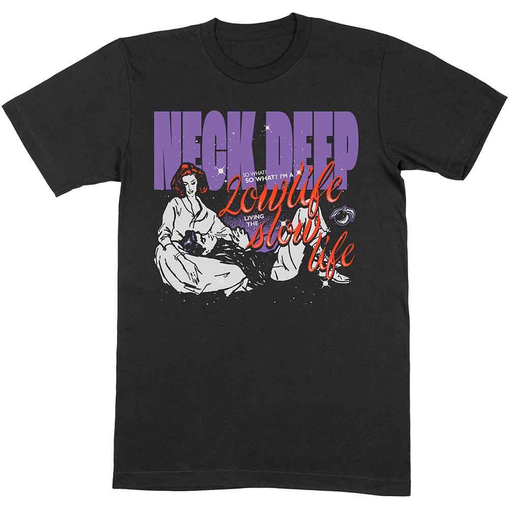 Black - Front - Neck Deep Unisex Adult Lowlife Couple T-Shirt