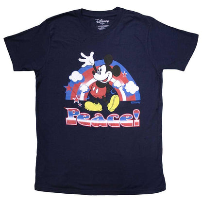 Navy Blue - Front - Mickey Mouse Unisex Adult Peace T-Shirt