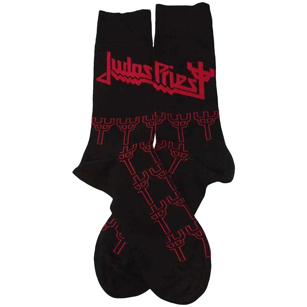 Black-Red - Back - Judas Priest Unisex Adult Trident Socks